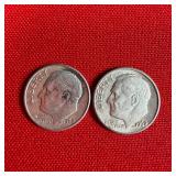 2 - 1962 90% Silver Roosevelt Dimes