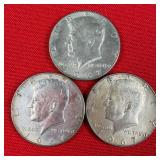 3 - 1967 40% Silver Kennedy Half Dollars