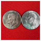 2 - 1974 Eisenhower 'Ike' $1 Dollar Coins