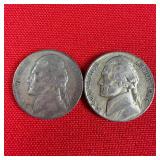 2 - 1945-P Wartime 35% Silver Jefferson Nickels