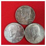 3 - 40% Silver 1967 Kennedy Half Dollars