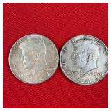 2 - 1964 90% Silver Kennedy Half Dollars