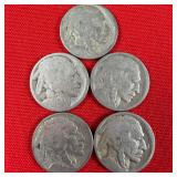 5 - Illegible Date Buffalo Nickels
