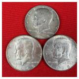 3 - 40% Silver 1968 Kennedy Half Dollars