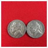 2 - 1943-P Wartime 35% Silver Jefferson Nickels