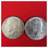 2 - 1967 40% Silver Kennedy Half Dollars