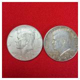 2 - 1964 90% Silver Kennedy Half Dollars