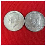 2 - 40% Silver 1965 Kennedy Half Dollars