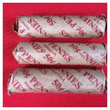 3 - 50 Cent Rolls of Unsorted Pennies