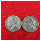 2 - 1945-P Wartime 35% Silver Jefferson Nickels