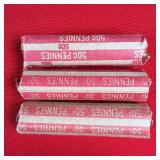 3 - 50 Cent Rolls of Unsorted Pennies