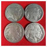 4 Illegible Date Buffalo Nickels