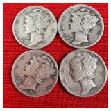 4 - 1941 90% Silver Mercury Dimes