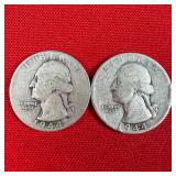 2 - 1944-S 90% Silver Washington Quarters