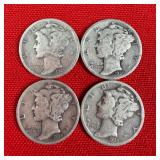 4 - 1935 90% Silver Mercury Dimes