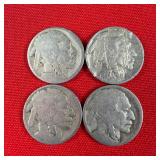 4 - Illegible Date Buffalo Nickels