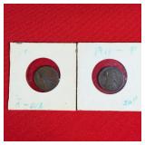 2 - Lincoln Wheat Pennies; 1911 1916