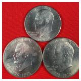 3 - 1976 Bicentennial Eisenhower 'Ike' $1 Dollars