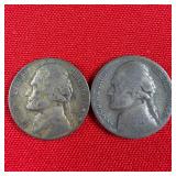 2 - Wartime 35% Silver Nickels; 1944 & 1945