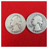 2 - 1941-S 90% Silver Washington Quarters