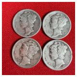 4 - 1941 90% Silver Mercury Dimes