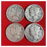4 - 1941 90% Silver Mercury Dimes