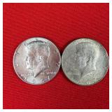 2 - 40% Silver 1967 Kennedy Half Dollars