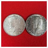 2 - 1964 90% Silver Kennedy Half Dollars