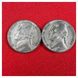 2 - 1943-P Wartime 35% Silver Jefferson Nickels