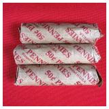 3 - 50 Cent Rolls of Unsorted Pennies