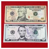2004A Star $10 & 2013 Star $5 Note