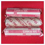 3 - 50 Cent Rolls of Unsorted Pennies