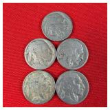 5 - Illegible Date Buffalo Nickels
