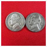 2 - 1943-P Wartime 35% Silver Jefferson Nickels