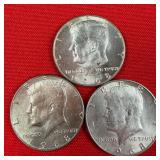 3 - 1968 40% Silver Kennedy Half Dollars