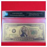 24KT Gold Foil $2 Dollar Bank Note