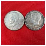 2 - 1969 40% Silver Kennedy Half Dollars
