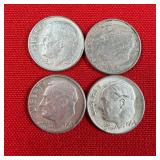 4 - 90% Silver 1964 Roosevelt Dimes