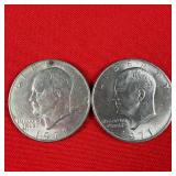 2 - 1971 Eisenhower 'Ike' $1 Dollar Coins