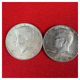 2 - 90% Silver 1964 Kennedy Half Dollars