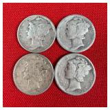 4 - 1944 90% Silver Mercury Dimes