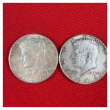 2 - 1964 90% Silver Kennedy Half Dollars