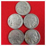5 - Illegible Date Buffalo Nickels