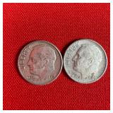 2 - 1960 90% Silver Roosevelt Dimes
