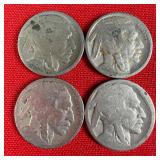 4 - Illegible Date Buffalo Nickels
