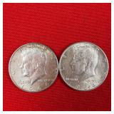 2 - 1964 90% Silver Kennedy Half Dollars