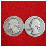 2 - 1943-S 90% Silver Washington Quarters