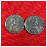 2 - 1943 WW2 Wartime Steel Lincoln Wheat Pennies