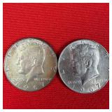 2 - 1967 40% Silver Kennedy Half Dollars