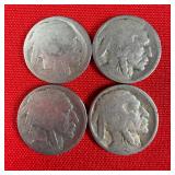 4 - Illegible Date Buffalo Nickels